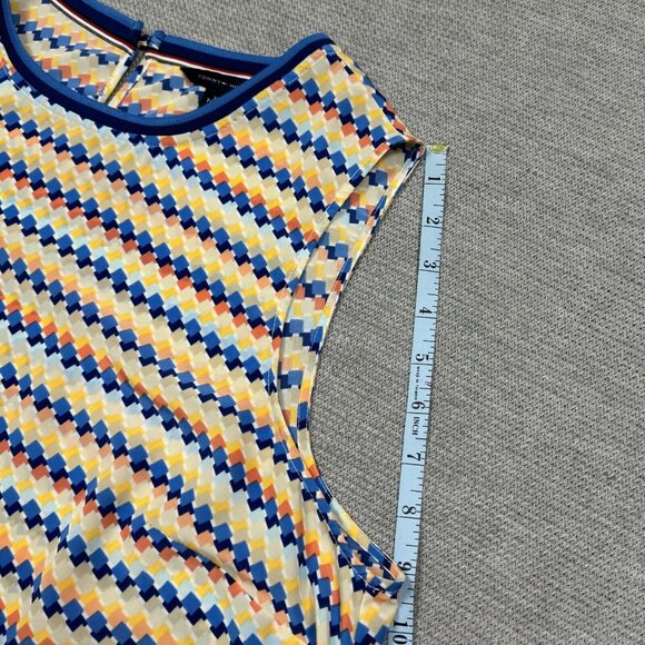 Tommy Hilfiger Womens Multicolor Geometric Tank Top Keyhole Back Stripes Size XL - Picture 13 of 13